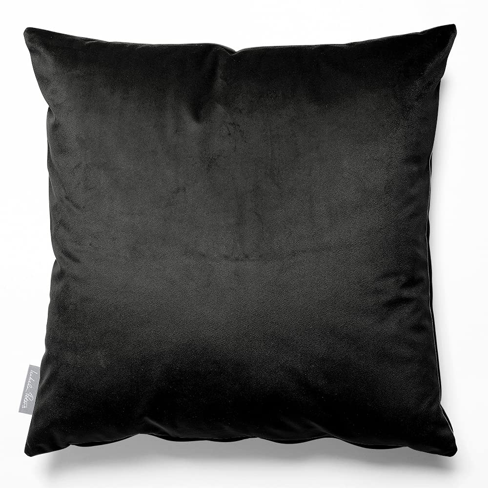 Izabela Peters Charcoal Black Cushions With Covers Included, Filled Cushion, Eco-Friendly Velvet Cushions, 45 Cm, Chair Cushions, Sofa Cushions, Seat Cushions, Large Cushions