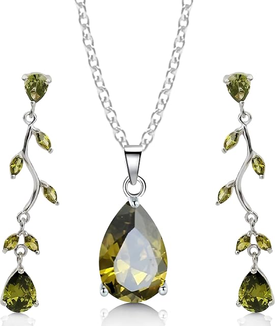 Crystalline Azuria Jewellery Ensembles pour femmes Zirconia Crystals Teardrop Collier et boucles d'oreilles Ensemble costume Bijouterie pour femmes Fête de mariage 18K Pendentif et boucles d'oreille en plaqué or blanc