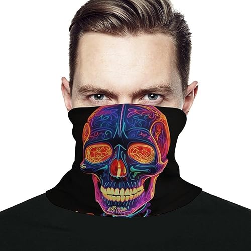 Ouyniei Skull Glowing Neck Gaiter Half Ski Mask Unique Warm