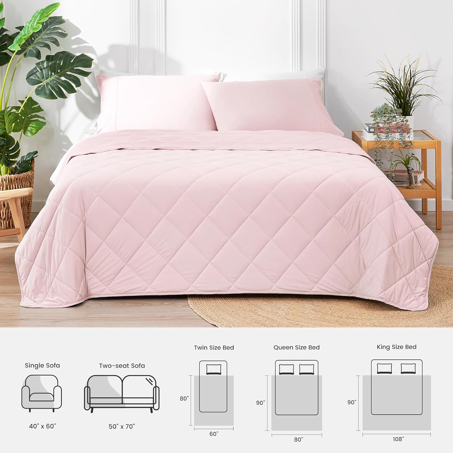 Cozy Bliss Cooling Blanket for Hot Sleepers Queen Size, Q-Max 0.45 Cooling Comfort, Cold Blankets for Night Sweats Sleeping, Ultra-Cool Lightweight Breathable Summer Blanket for Bed, Cool Pink - Image 9