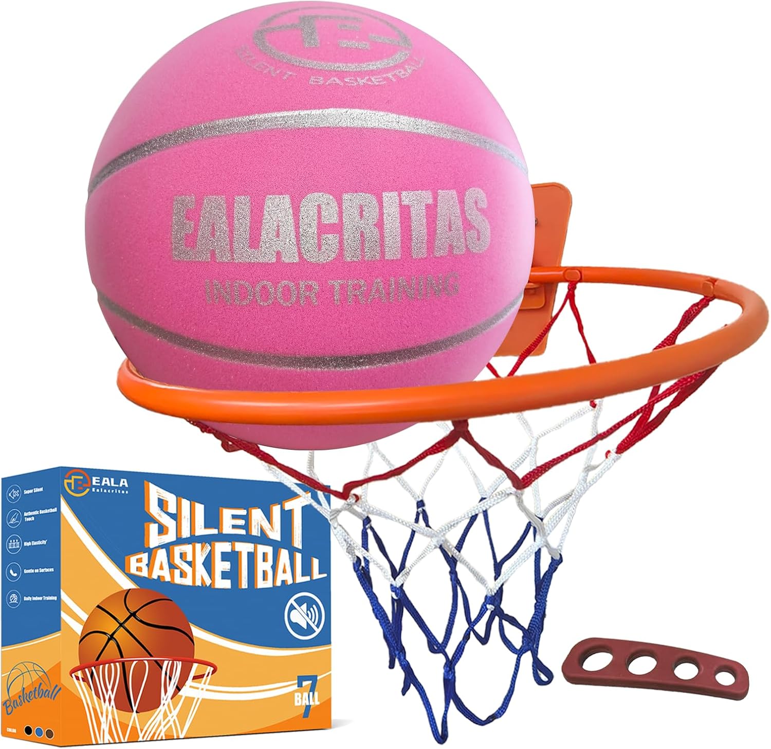 Groove-Grip Silent Basketball & Hoop Gift Set - High-Density Foam with Textured Surface, All-Weather Indoor Practice, Ready-to-Give Pro Training Kit