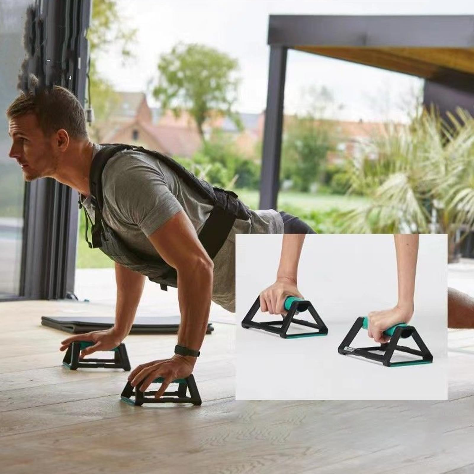 Barras de empuje: de entrenamiento de fuerza portátil resistente, cómodos soportes de ejercicio de agarre manual | ergonómica en forma de H en forma de H de fortale