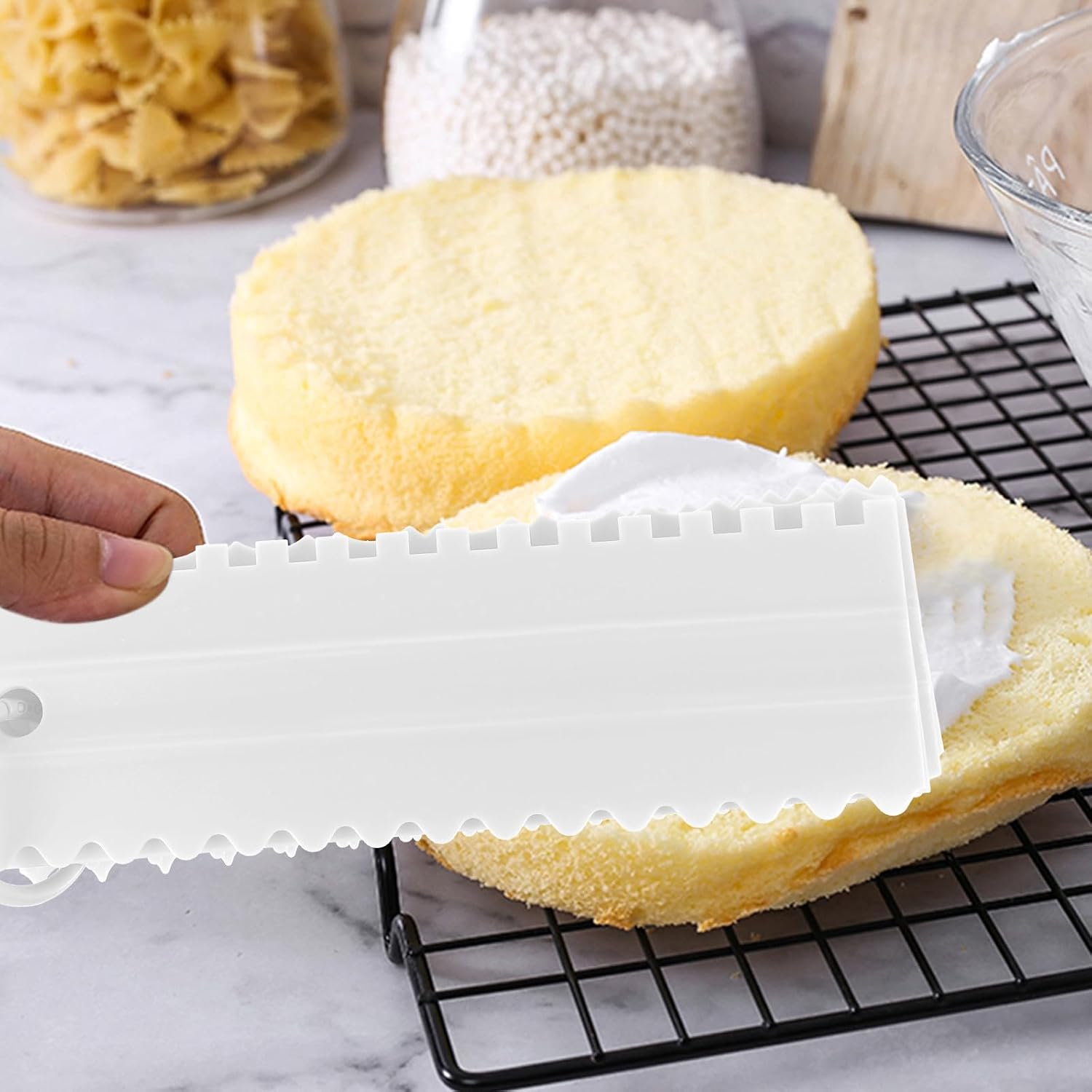 4 Pcs Silicone Cake Scrapers for Smoothing, White Set
