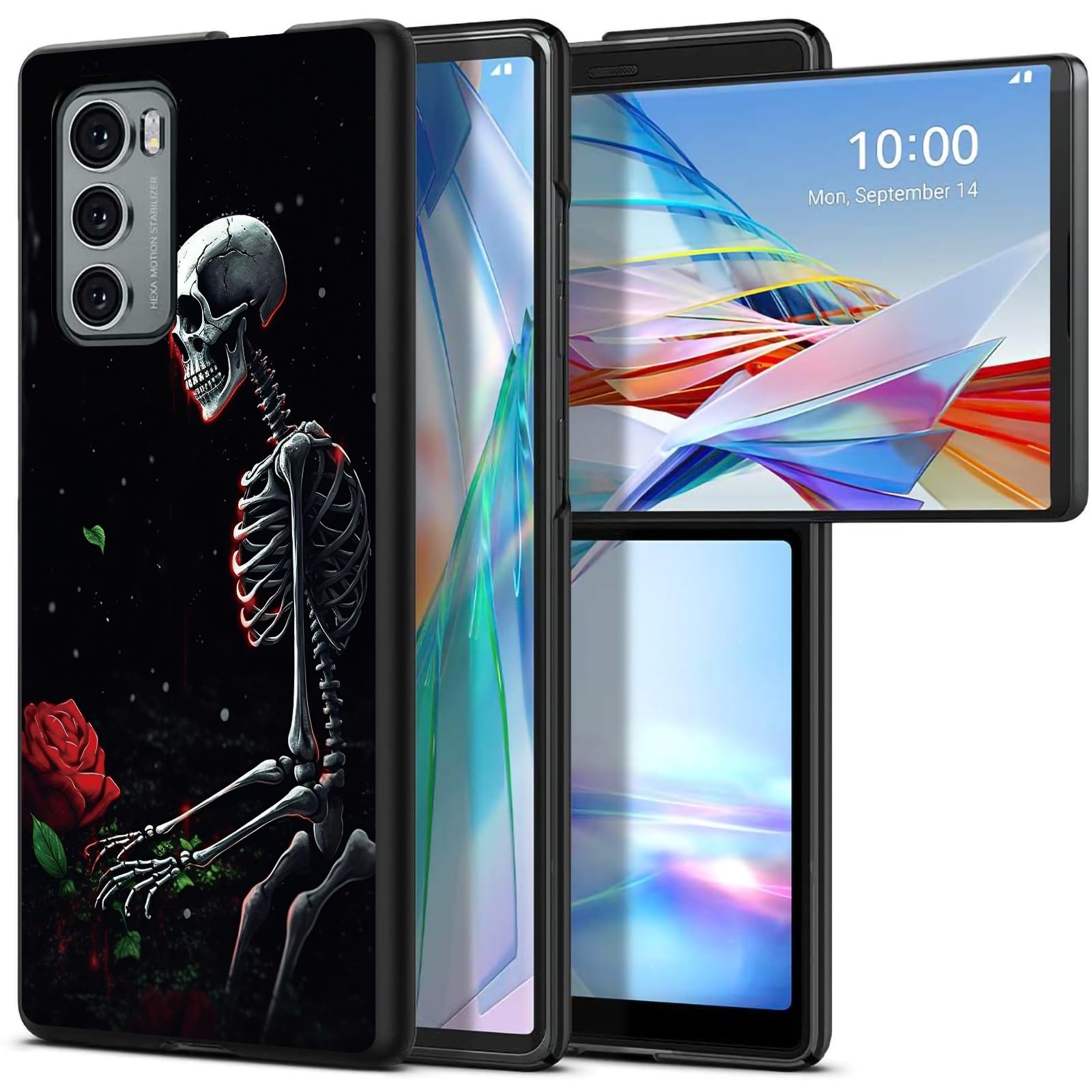 Skull Rose for LG Wing 5G 6.8" Phone Case, Slim Phone Case for LG Wing (2020), Hard PC Shookproof Wireless Charging Men/Women Cover for LG Wing 5G