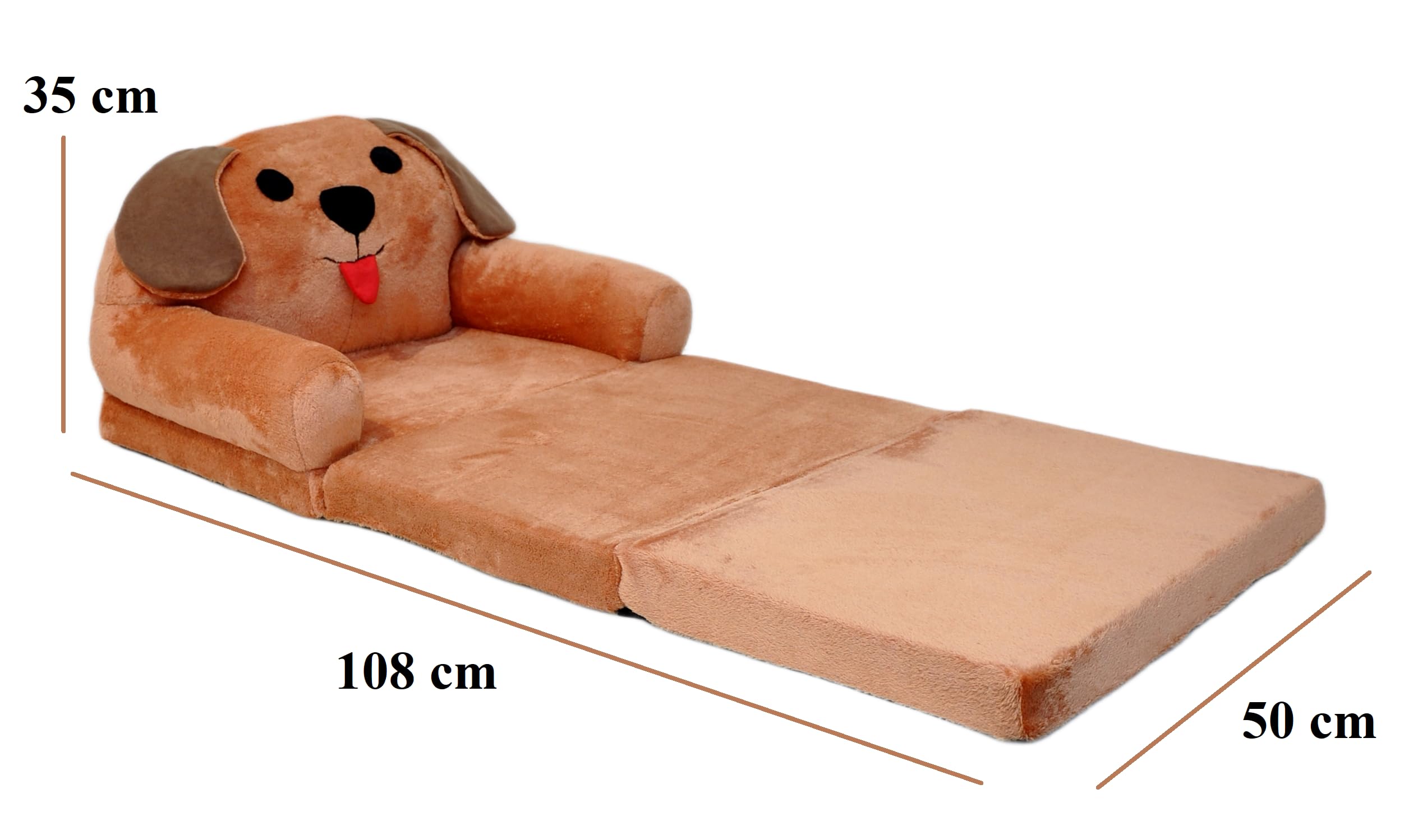 Poltrona per bambini, mini poltrona pieghevole 2 in 1, comoda poltrona in peluche con materasso, divano letto per cameretta (Cane)