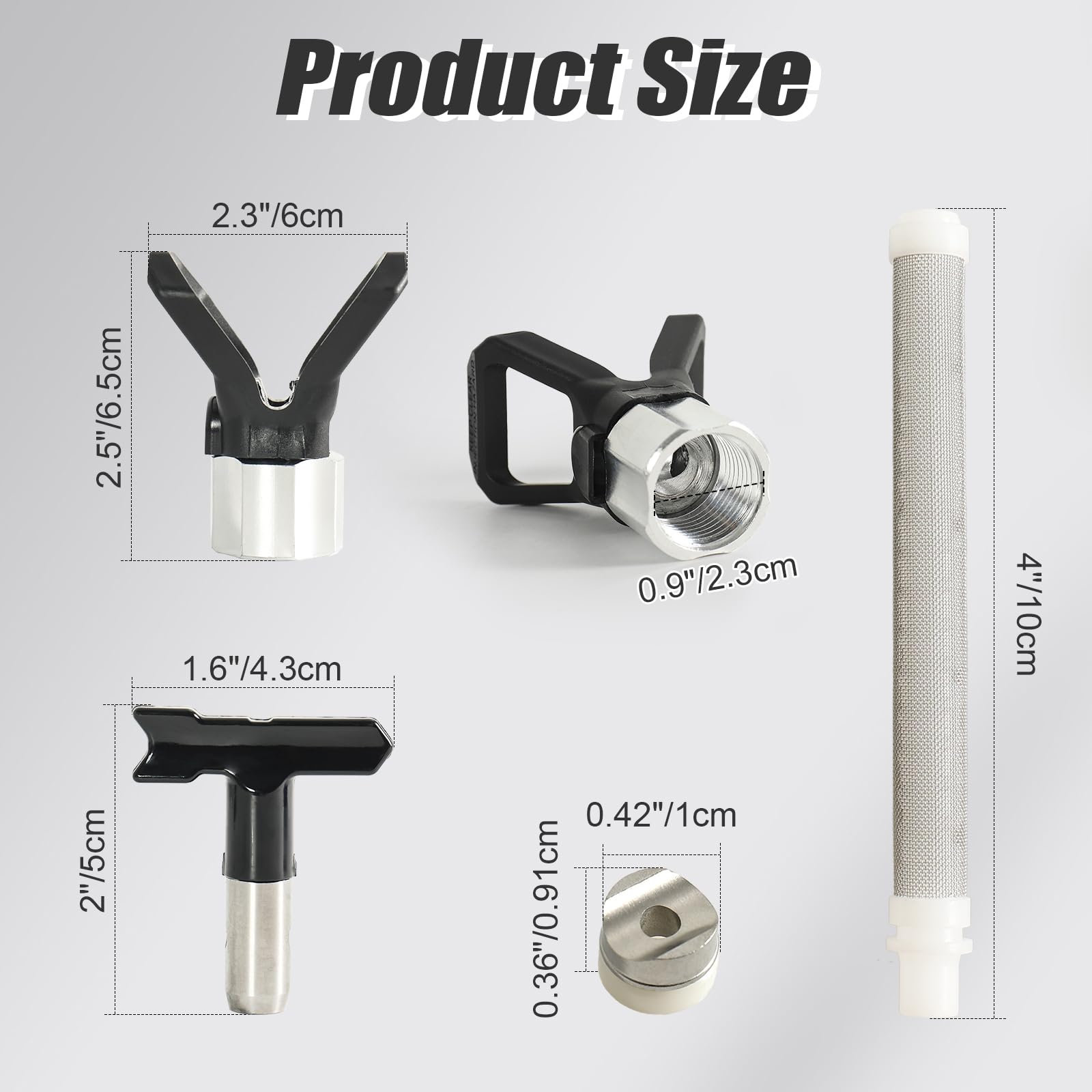 12 pezzi Kit pistola per verniciare, Pistola a spruzzo airless 3600PSI, 5 Ugello(211、517、315、623、415), 5 filtri, 1 ugello seggiolino