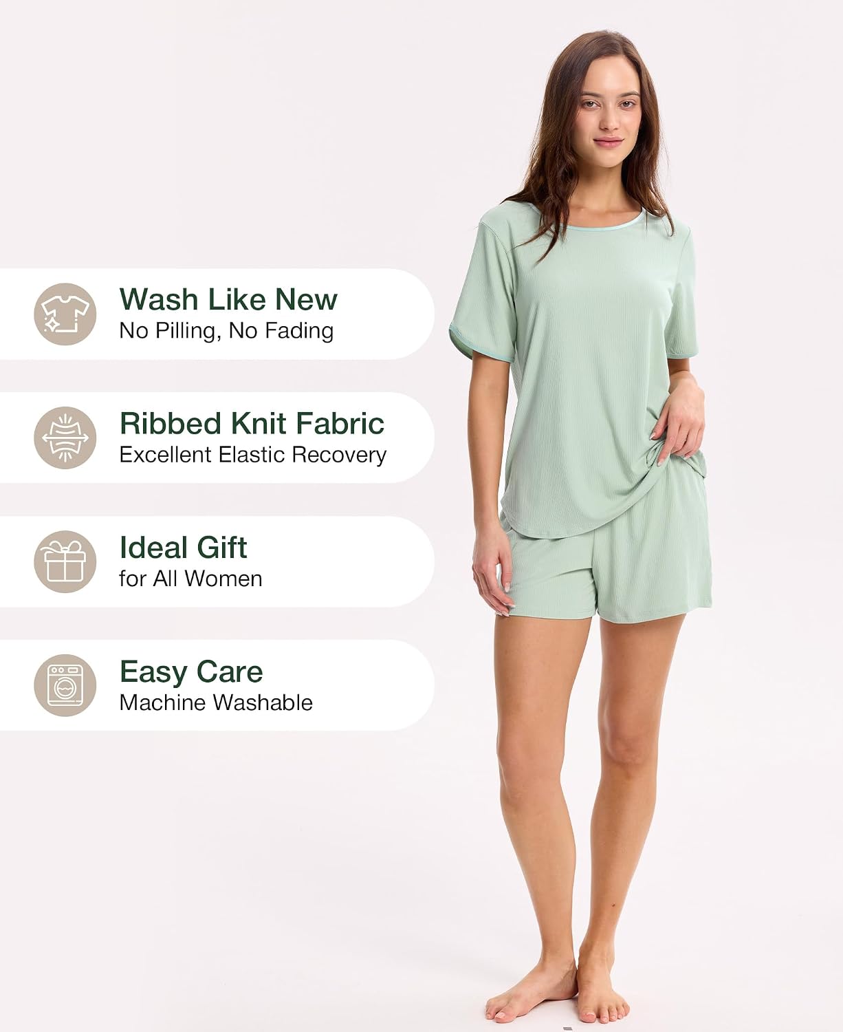 GYS Bamboo Viscose Cooling Pajamas for Women, Summer Silky Soft Pajama Shorts Set Comfy Matching Pjs Sets