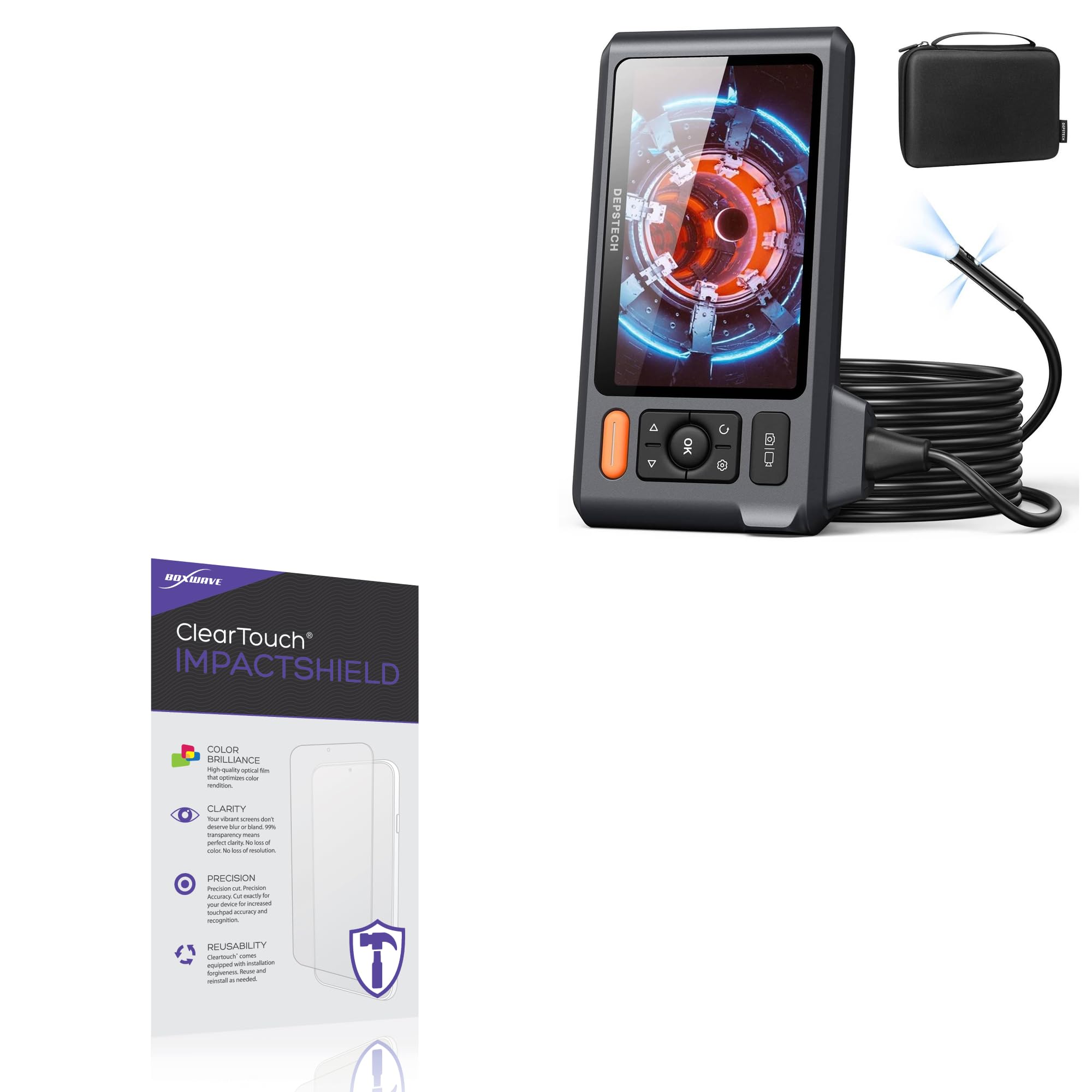 BoxWave Screen Protector Compatible with Depstech Triple Lens borescope Inspection Camera (5 in) - ClearTouch ImpactShield (2-Pack), Impenetrable Screen Protector Flexible Film