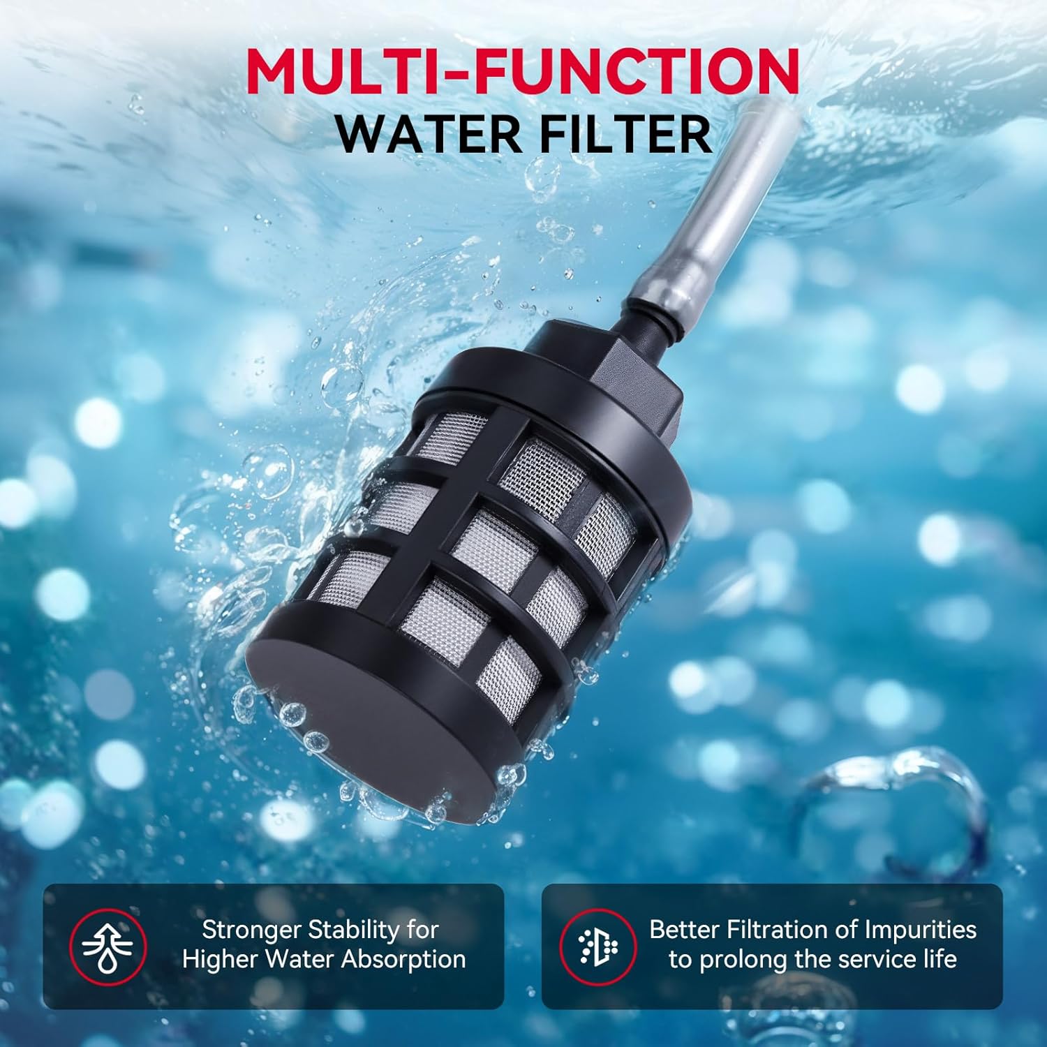 Close-up of the multi-function water filter