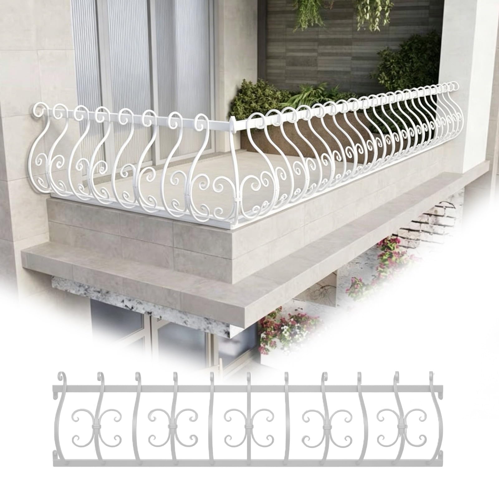 Fence Extension Height Privacy Topper for Balcony, Decorative Temporary Railing White Heightened Guard, Outdoor Wall Extender Fence for Dogs/Cats(50x40cm/20x16in)
