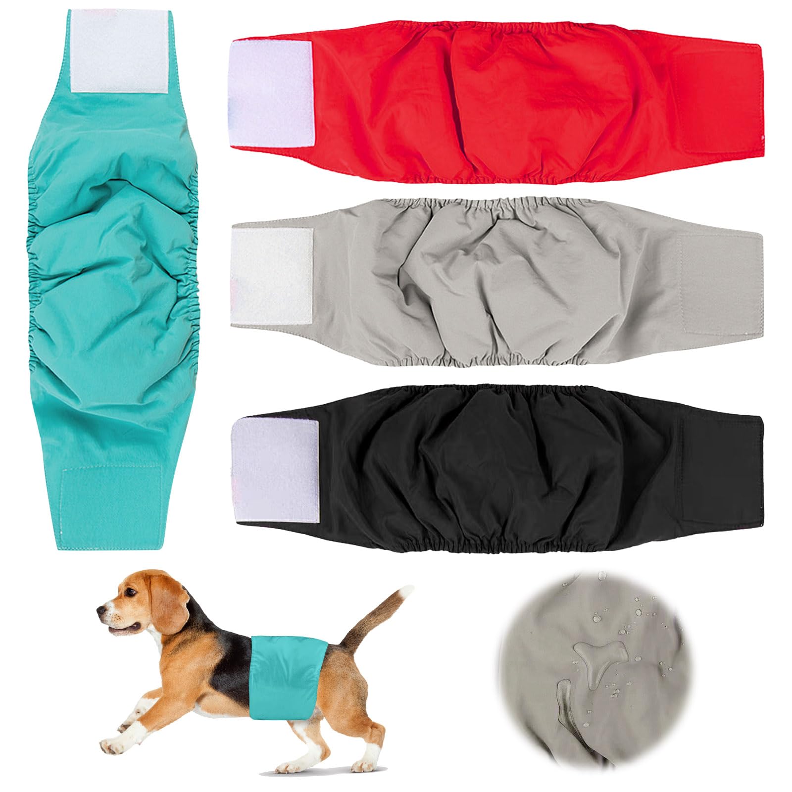 Pañales Lavables para Perros,4 Piezas Pañales para Perros Macho Reutilizables,Pañales para Perros Macho Lavable,Bandas De Vientre Reutilizables para Perros(XL)
