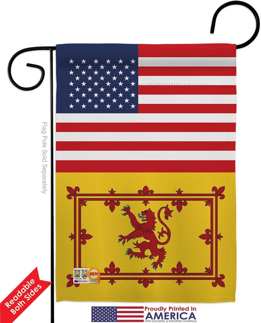 Royal Banner of Scotland US Friendship Garden Flag Set with Stand Regional USA American Alliance World Country Particular Area Small Decorative Gift Yard House Double-Sided Made In 13 X 18.5