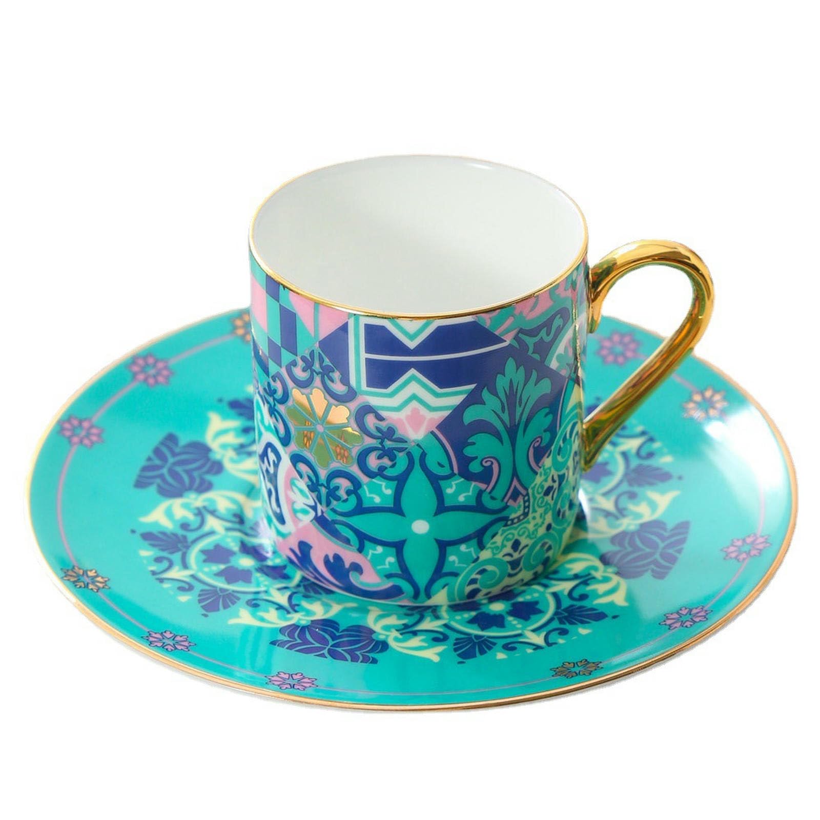 Tazzine e piattini in porcellana Bone China, tazze e piattini creativi per la casa, con 2 tazze e piattini