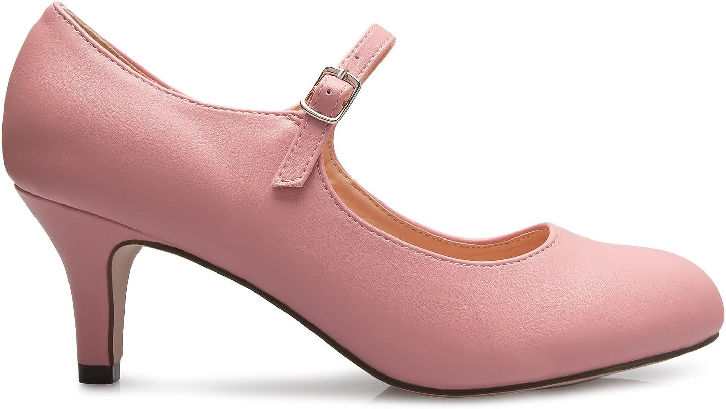 Olivia K Womens Classic Low Mid Heels Mary Jane Pumps - Adorable Round Toe Vintage Retro Shoes - Image 2