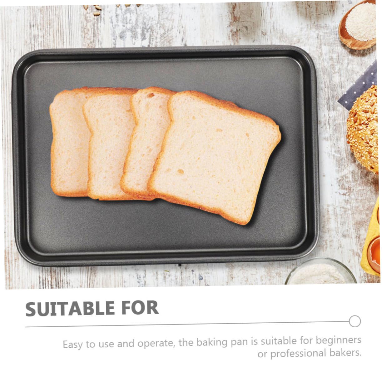 Zerodeko Plaques de Cuisson Antiadhésives Faciles à Nettoyer Rectangulaires, Lot de 2, en Acier au Carbone Noir, pour Pain et Gâteaux, la Cuisine Maison