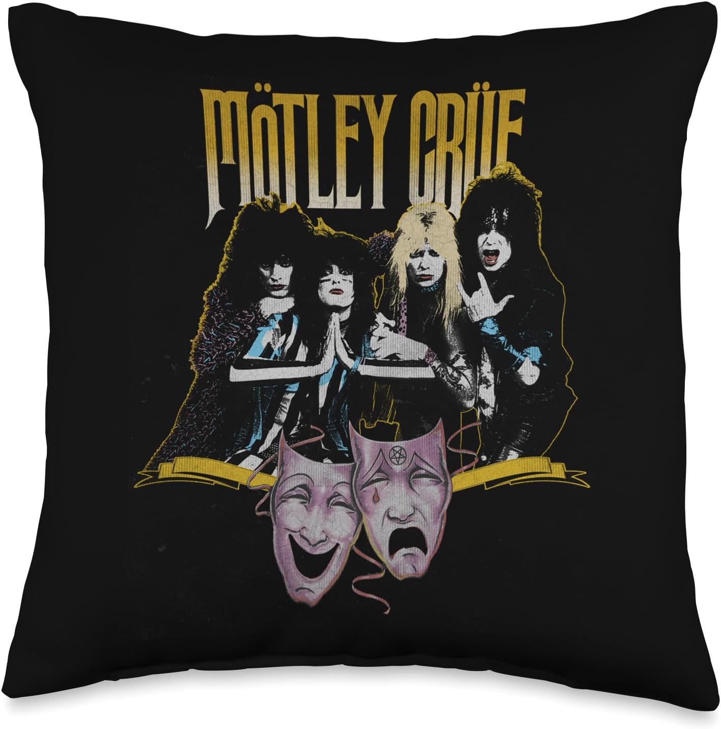 Mötley Crüe Theatre Vintage Throw Pillow