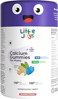 Little Joys Calcium and Vitamin D3 Gummies for Women | Plant-based Vitamin B12 &amp; Prebiotic Fiber | 400mg Calcium/Gummy| Su...