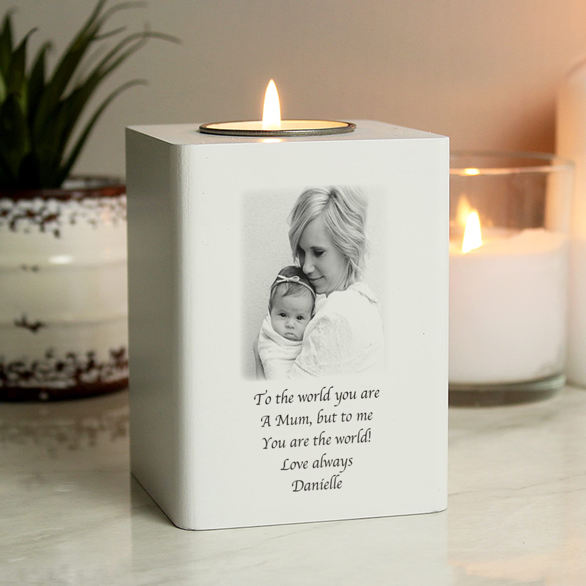 The Personalised Memento Company Personalised Photo Upload Tealight Holder, One Colour, Women