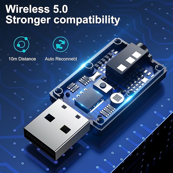 NETVIP Adaptador Bluetooth 5.0 2-en-1 Transmisor y Receptor USB miniatura 5