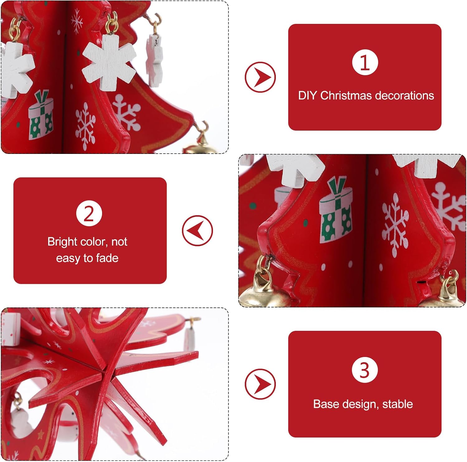 DOITOOL Wooden Christmas Tree Christmas Tree Ornaments Desktop Mini Xmas Ornament Tree Model centerpieces for Tables Three-Dimensional Party Tree 3D