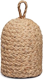 PEMAR Handwoven Jute Door Stopper with Handle – Weighted Door Stop for Indoor Use, Floor-Friendly Felt Base, Subtle Handcrafted Home Accent (5.1''D x 7.5''H, 5.2lb)