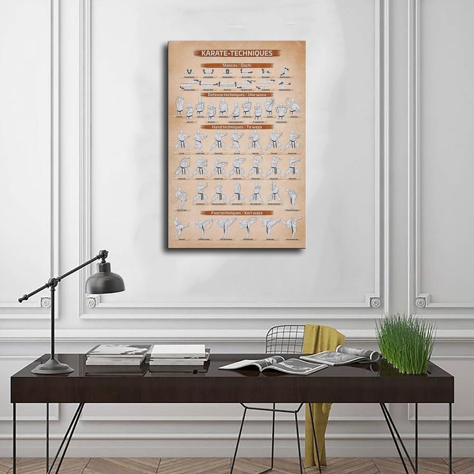 Poster su tela con tecnica di karate e arti marziali, stampa artistica da parete, per soggiorno, camera da letto, 30,5 cm di lunghezza x 45,7 cm di larghezza