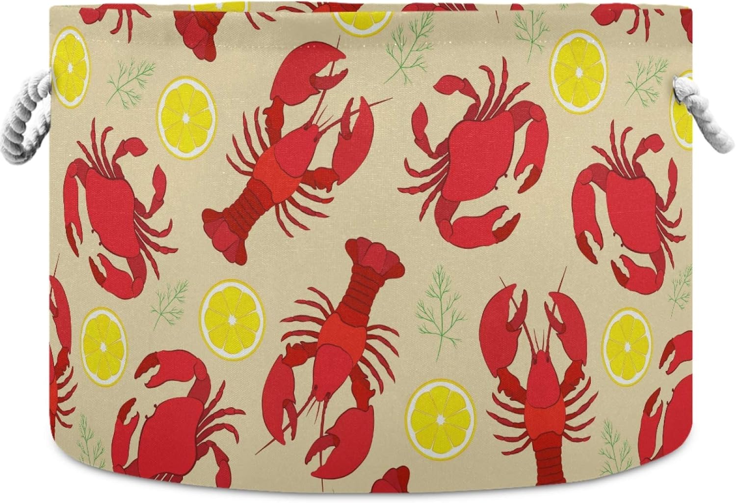 visesunny Storage Basket Lobster Crab With Lemon Nursery Hamper Basket Clothes Toy Storage Organizer Bin Box Collapsible Laundry Bag for Kid Room,Playroom,Bathroom,Living Room,Dorm,Office