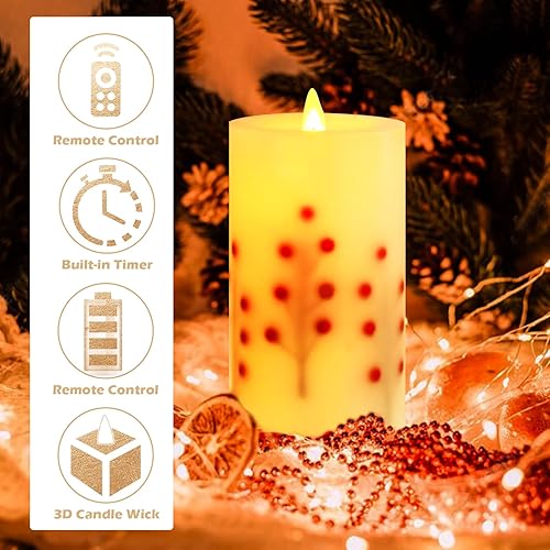 Miniatura 3 de VCUTEKA Velas de Navidad sin llama, velas LED de Navidad con control remoto y temporizador, velas parpadeantes que funcionan con pilas para