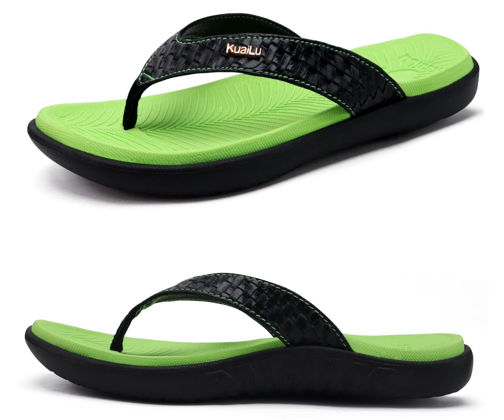 KuaiLu Womens Flip Flops Arch Support Yoga Mat Cushioned Thong Sandals