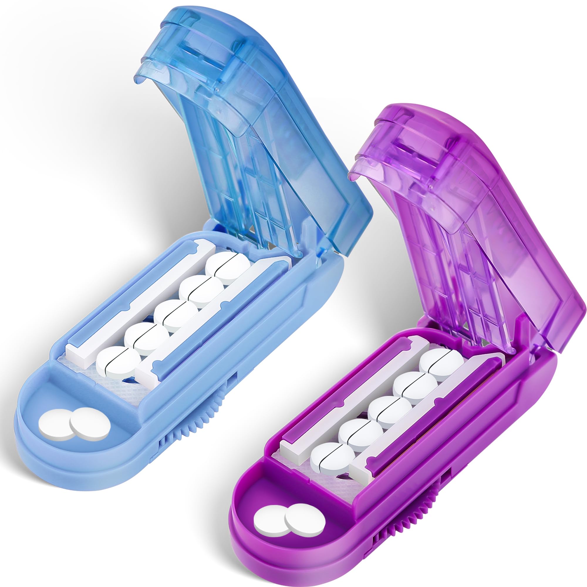 DUBSTAR Pill Cutter Splitter for Small and Tiny Pills, Purple ＆ Blue