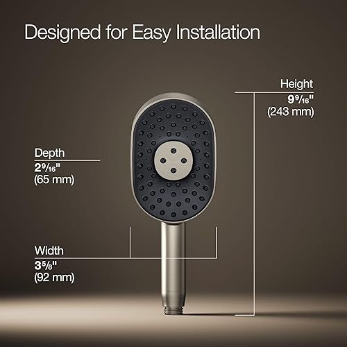 Miniatura 3 de KOHLER 26284-BN Statement Oblong Multifuntion - Ducha de mano de 2,5 gpm, níquel cepillado vibrante