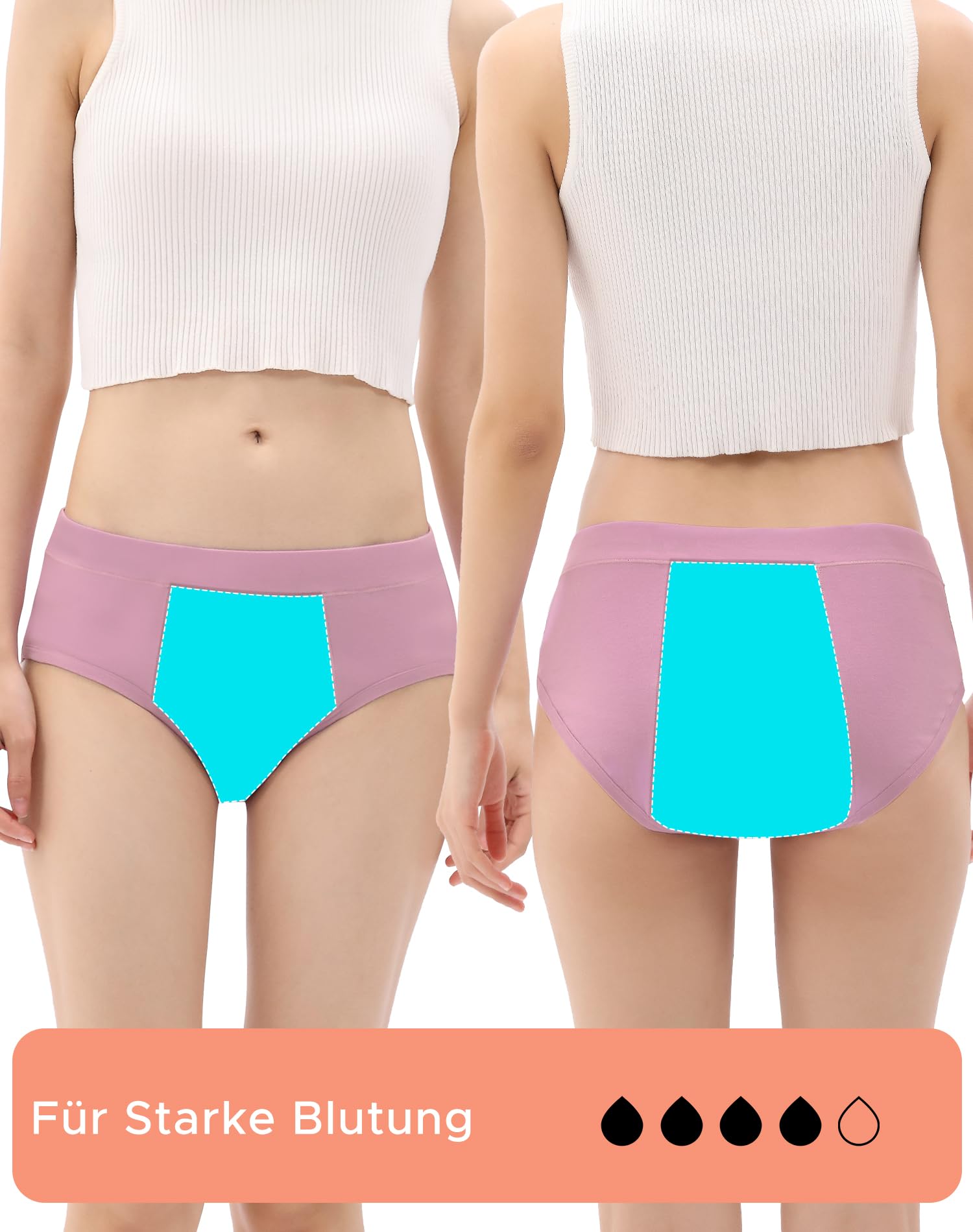 INNERSY Mutande Mestruali Ragazza Flusso Abbondante Slip Ciclo Mestruale Cotone 10-18 Anni Pacco da 3