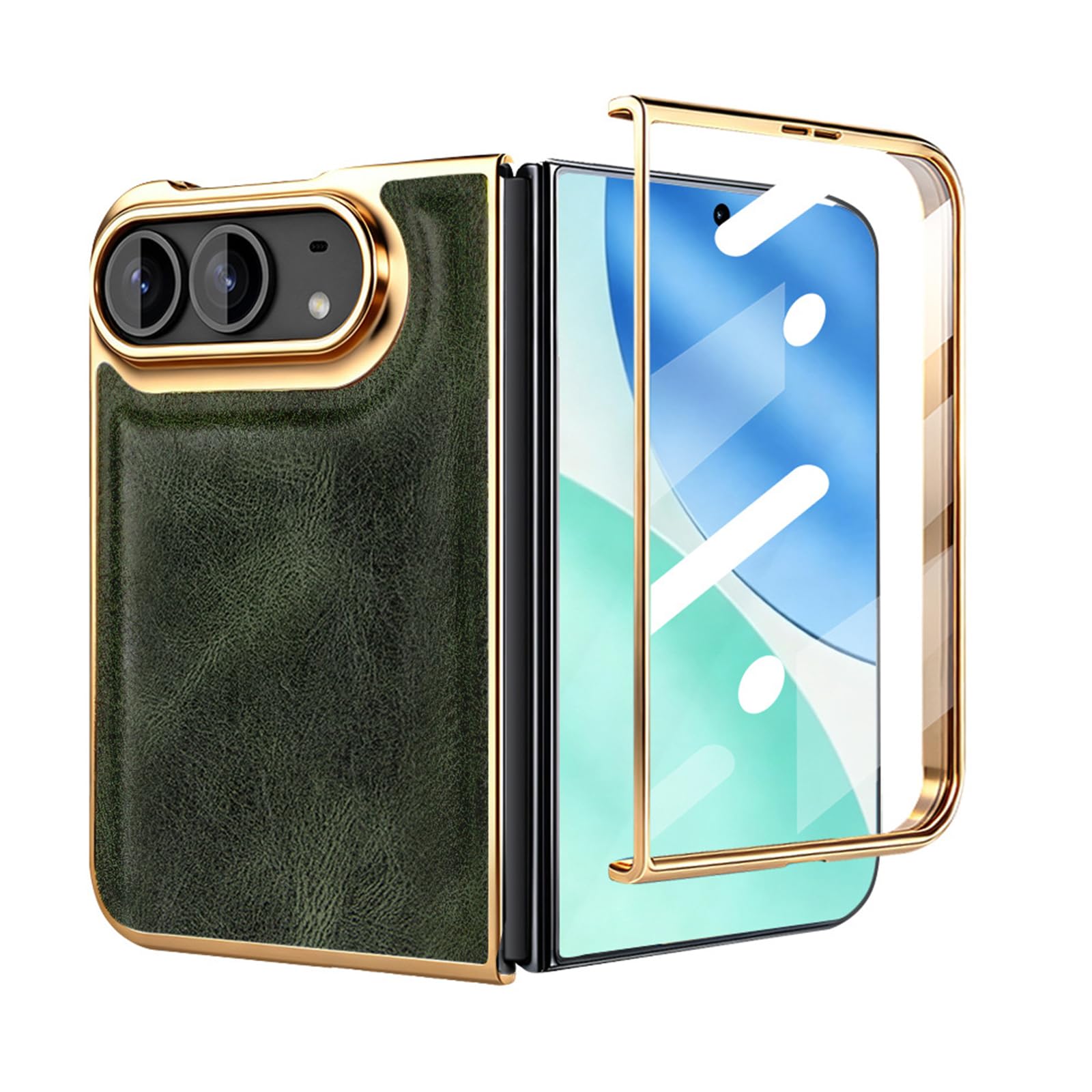 Skórzane etui do iPhone Duo, luksusowa galwanizacja ze szklaną folią