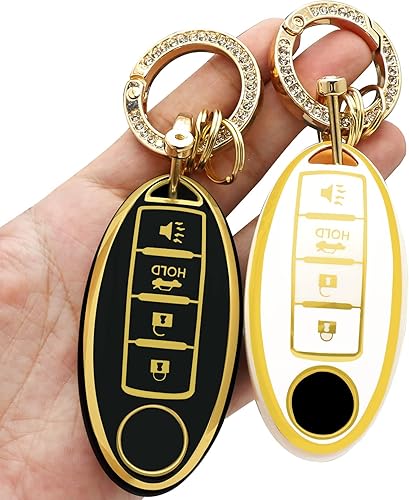 2 fundas para llavero Nissan, compatibles con Rogue Altima Maxima Infiniti Q50 60 Versa 4 botones, TPU suave a prueba de polvo de 360 grados,