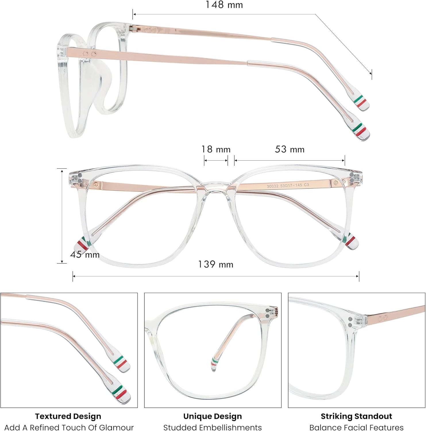 GUDVUE Blue Light Glasses For Woman, Computer Reading/Gaming/Phones Glasses, Anti Glare/UV400/Eye Strain - Image 4