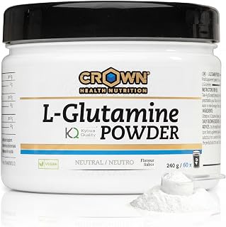 Crown Sport Nutrition L-Glutamine Powder Kyowa® | L-Glutamina en Polvo ≥99% Pureza | Recuperación, Inmunidad y Salud Intestinal | Sin Alérgenos | Bote