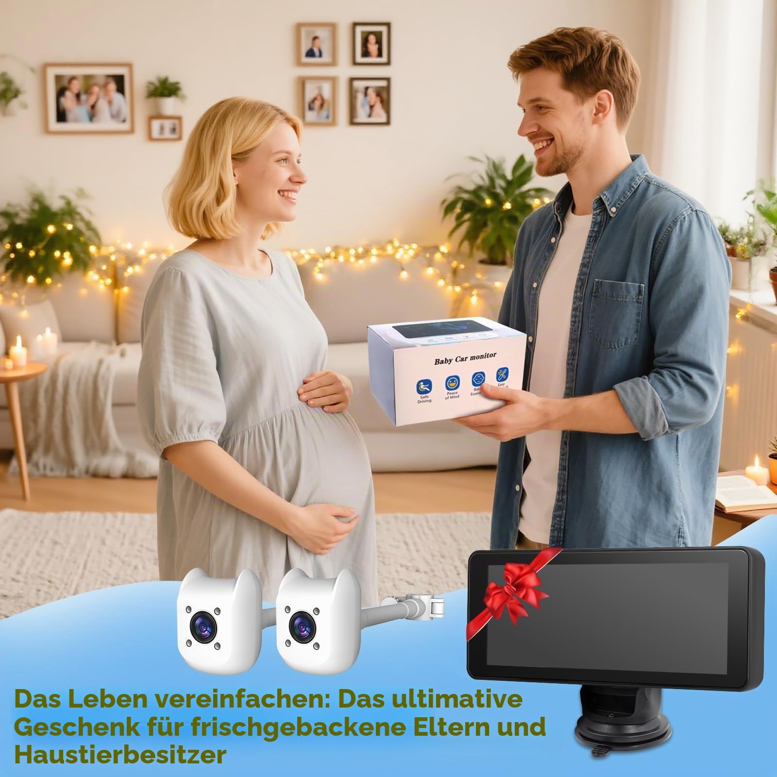 ELECROW Baby Auto Kamera 2 Kameras für Kindersitz, 6,86 Zoll Ultrawide Display USB Rücksitz Kamera Set, 1080P HD & IR Nachtsicht, einfache Installation, Babykamera für Auto Rücksitz