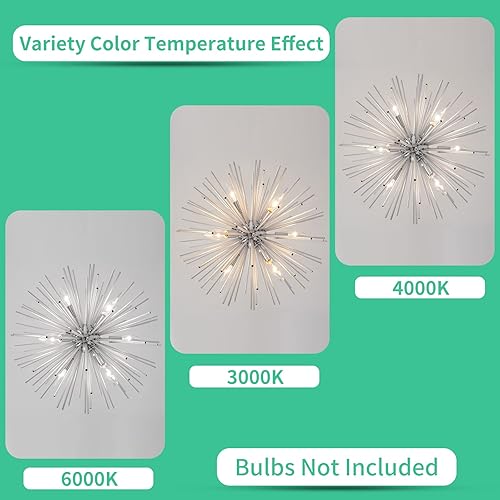 Miniatura 6 de Candelabros Sputnik cromados modernos, lámparas colgantes satelitales de 9 luces, luces de techo de fuegos artificiales en explosión de estrellas