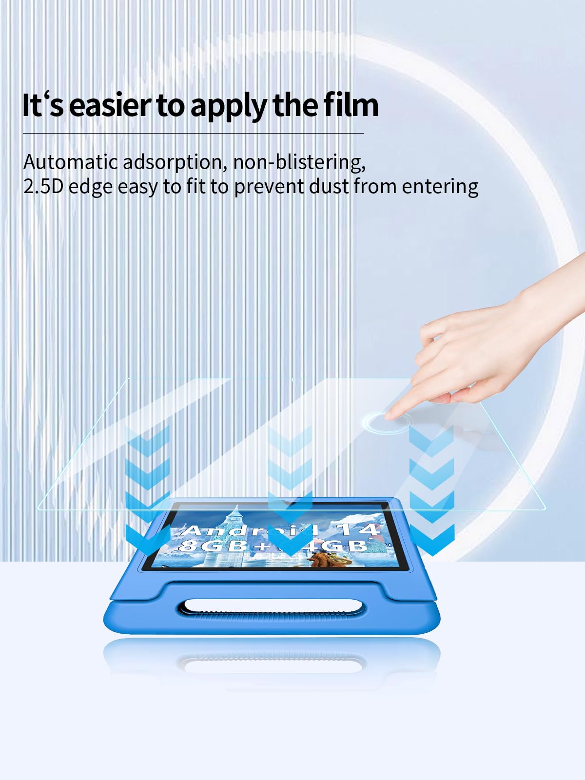 Protector de pantalla para tablet ITDULCET J10 Plus para niños, tableta Android 14 de 10 pulgadas para niños, dureza 9H antiarañazos, sensible al tacto, bordes redondeados 2.5D, sin burbujas, fácil de 6