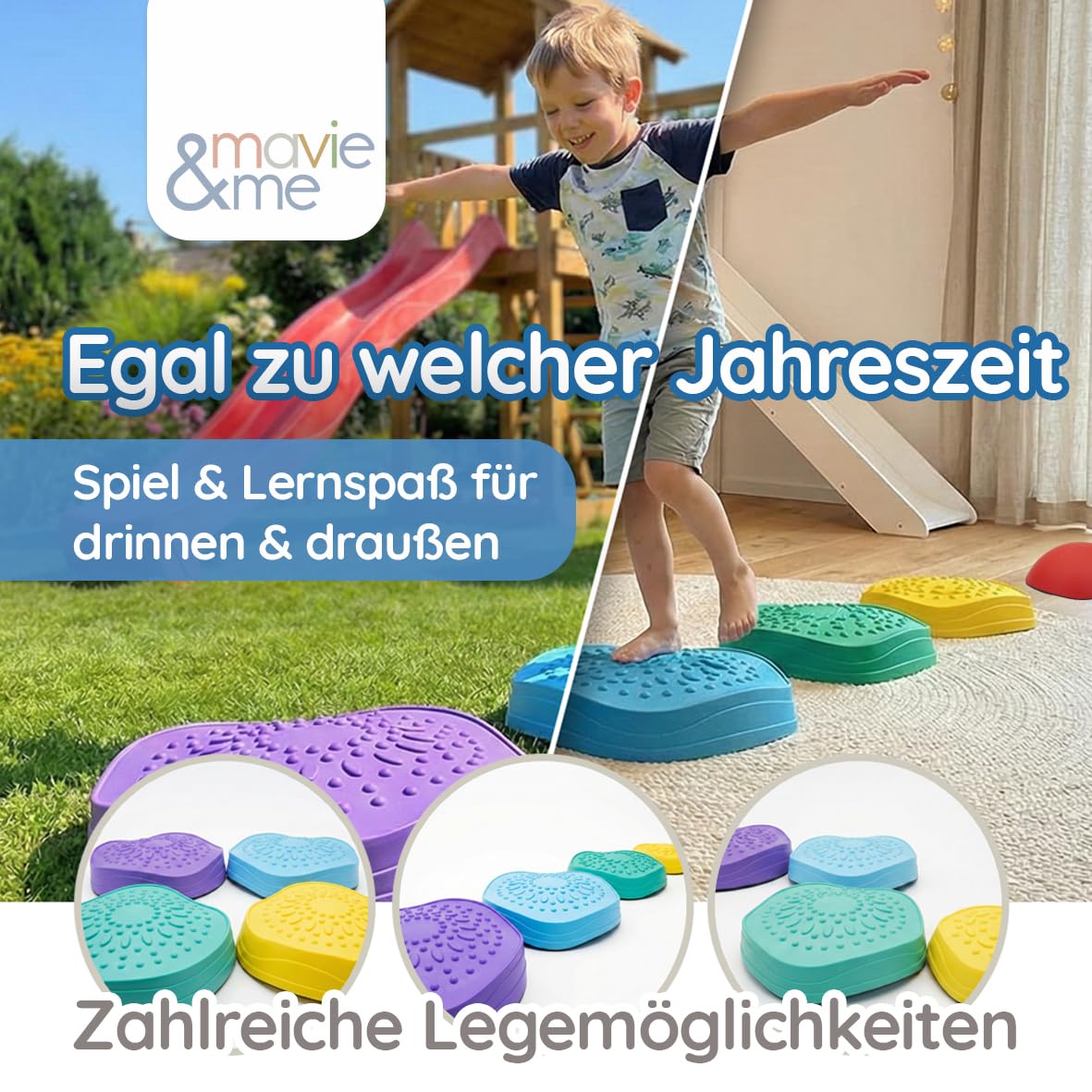 Pierres d'équilibre pour enfants - Pierres d'équilibre et pierres empilables - Pierres de rivière pour l'équilibre, la motricité - Pour l'intérieur et l'extérieur - Mouvement et équilibre