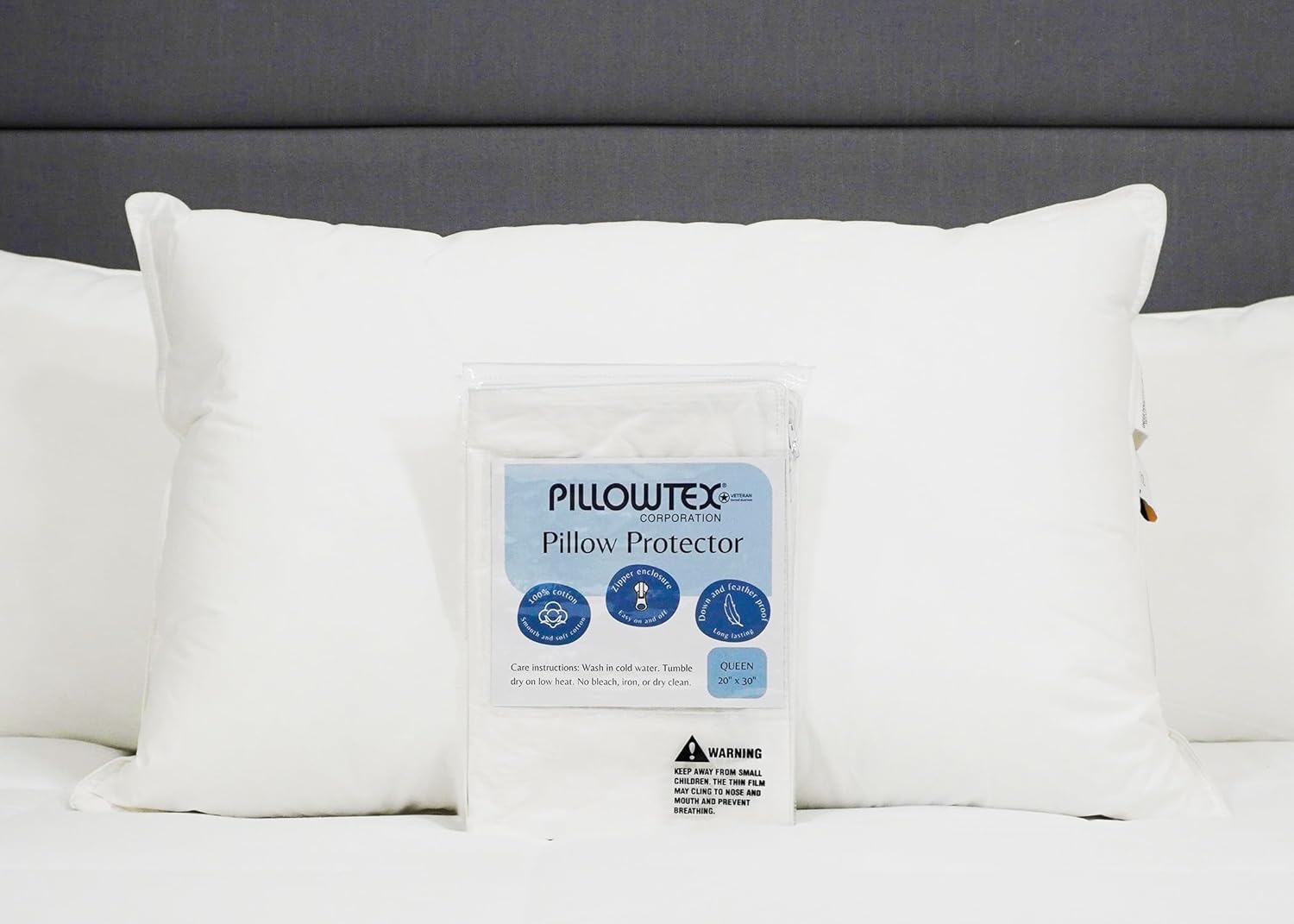 Feather/Down-Proof, 100% Cotton, Pillow Protector - Reduce Pokes with Hypoallergenic, Breathable, Machine Washable, Quiet, Soft Covers - Zippered Enclosure & Machine Washable (1, Standard) - Image 7