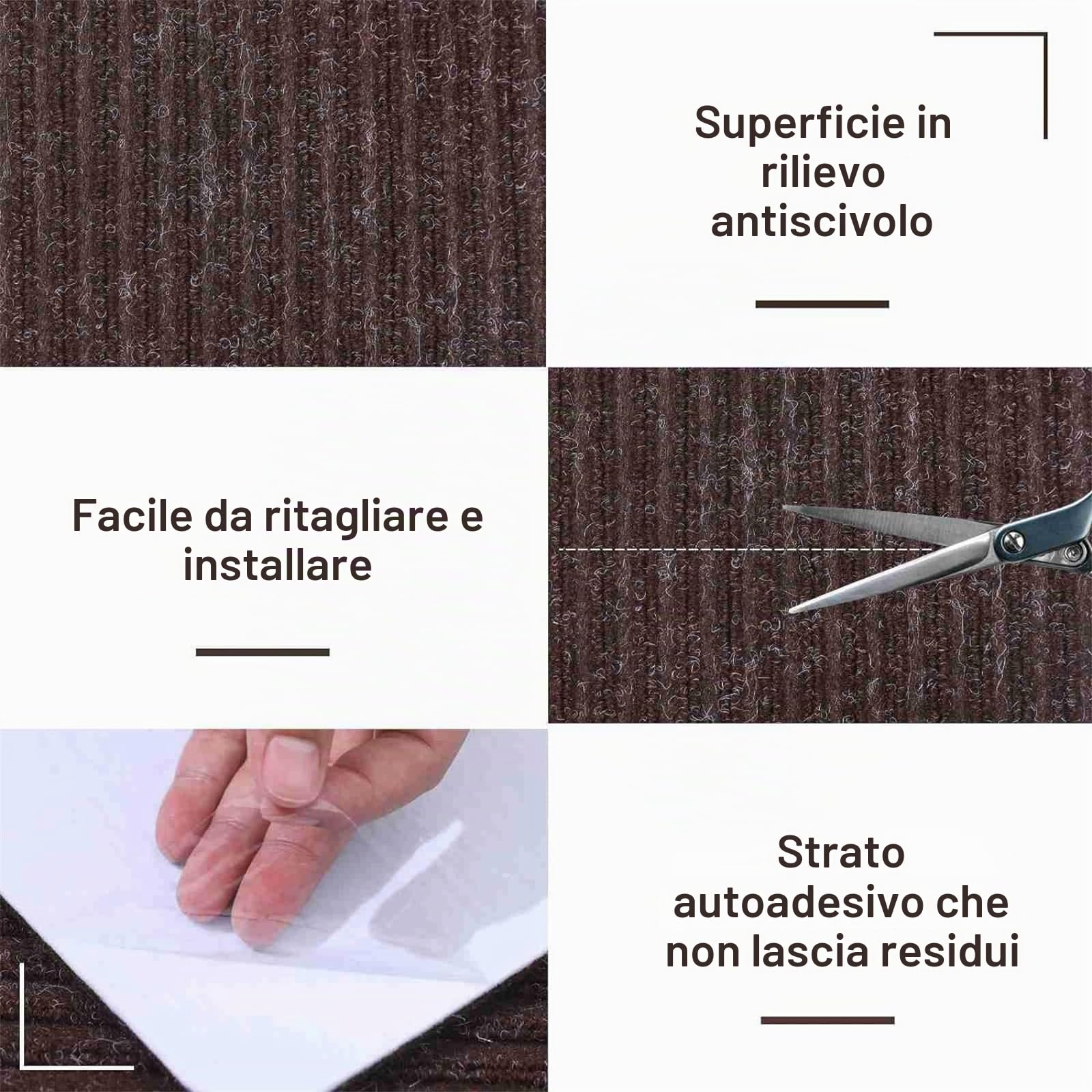 ENEN Tappetini per Scale Interne Copri Scalini Antiscivolo, Tappeto per Scale Gradini Antiscivolo di Sicurezza Tappeti per Scale Autoadesivi Riutilizzabile (15pc,Foglia-Beige)