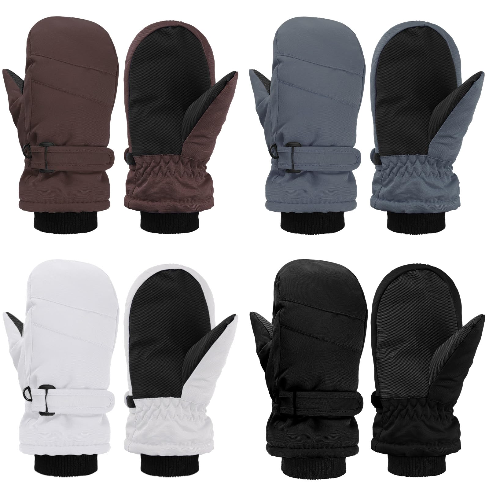 Geyoga 4 Pairs Kids Mitten Waterproof Ski Gloves