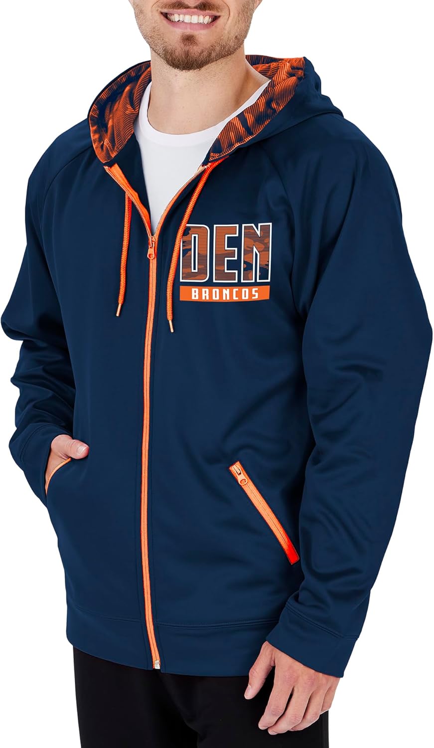 Zubaz NFL mens Full Zip Hoodie With Team Color Camo