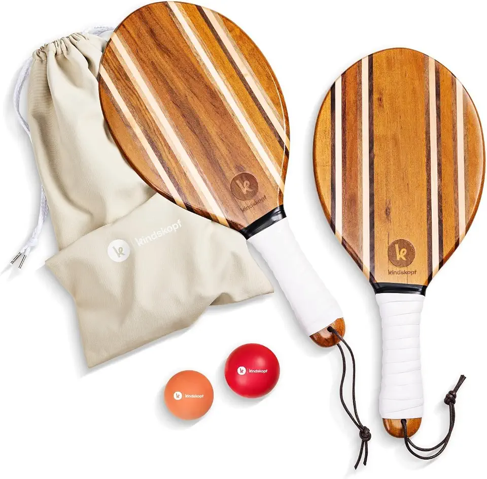 two46 | Set de Palas de Playa Premium | Frescobol - El Deporte de Moda en Sudamérica | Palas de Madera Hechas a Mano. Selección de Bola y Funda de algodón.