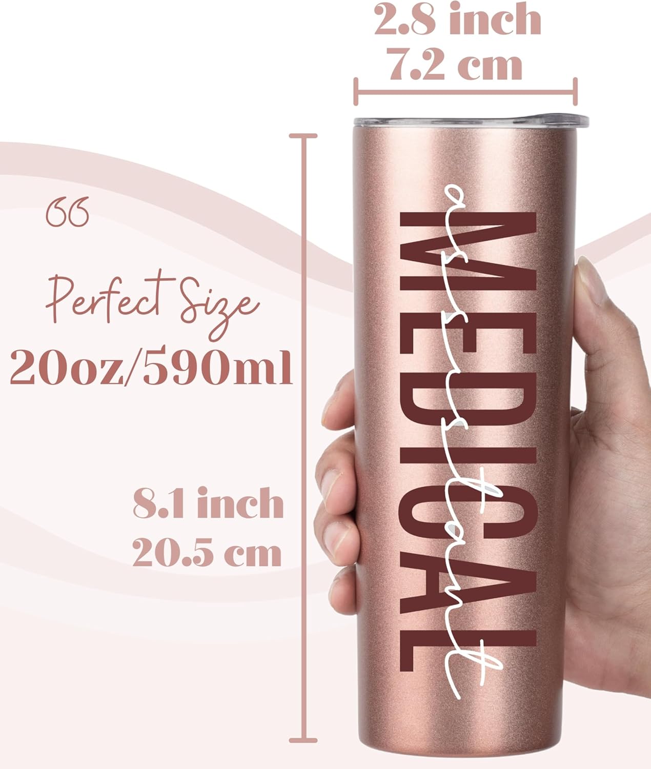 Onebttl Medical Assistant Gifts for Wowen, Gifts for MA on Birthday and Christmas, 20oz Insulated Stainless Steel Tumbler - Rose Gold - Image 2