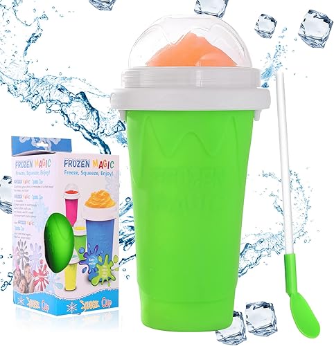 Lemtrflo Vaso mágico Quick Frozen, taza para hacer granizados para apretar, taza de doble capa para hacer granizados para apretar, taza portátil