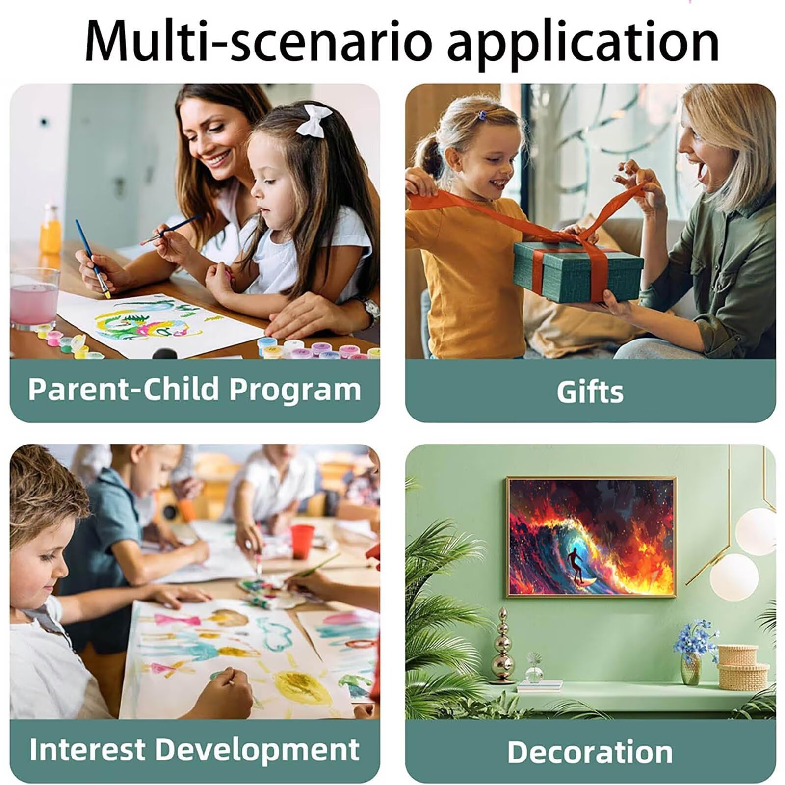 Pintar por Numeros Adultos Olas, Pintar por Numeros Niños Kit Manualidades Adultos Mar Cuadros para Pintar por Numeros Pintura Acrílico, Cuadros Decoracion Salon Modernos, Regalo Mujer 80X160cm 7w-4-9