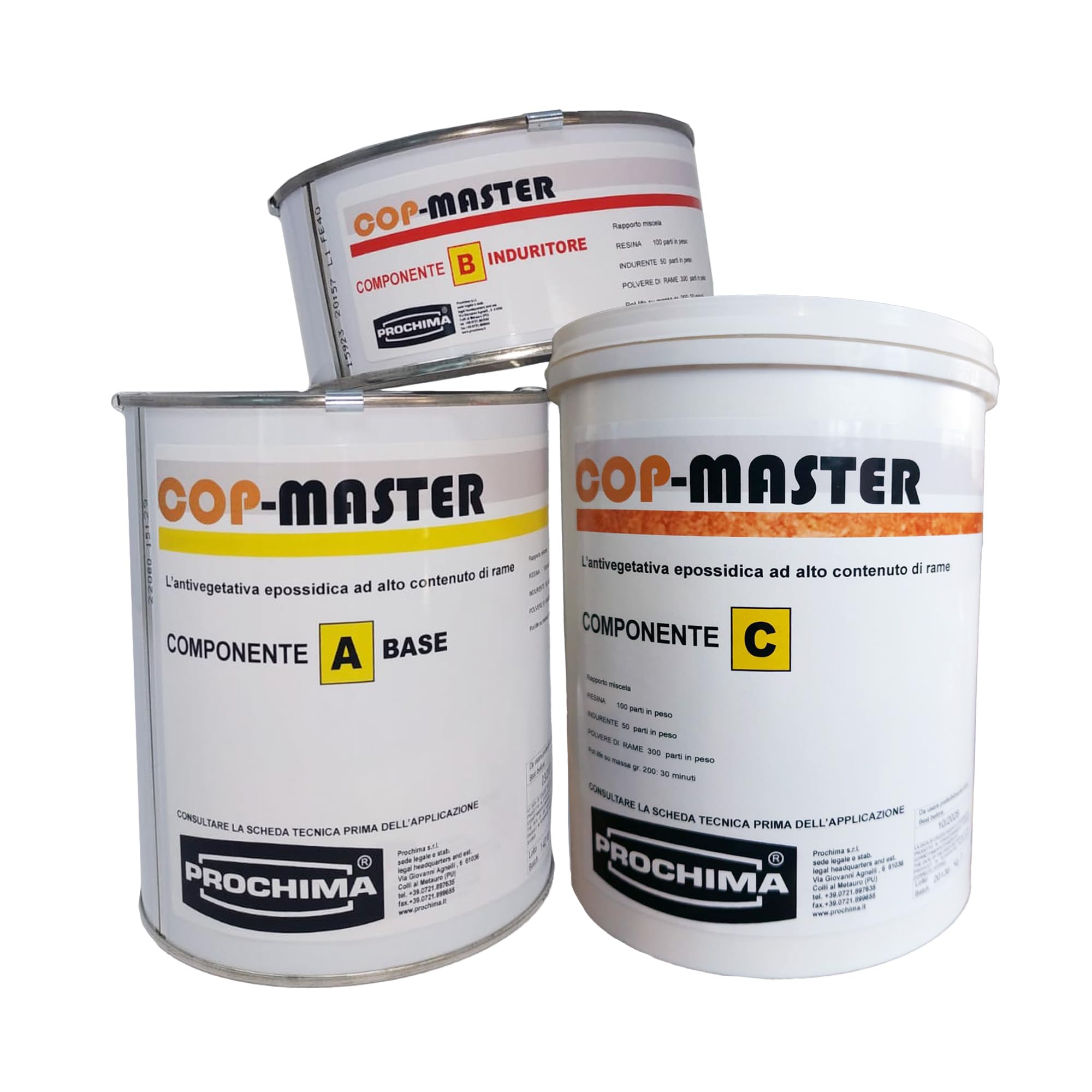 PROCHIMA - Kit Antivegetativa COP MASTER Rame, 3 Kg (Componenti A+B+C), Rivestimento Epossidico Solido ad Alta Adesione ed Elasticità, Protezione Imbarcazioni, Ideale per Carene in Acqua Salina