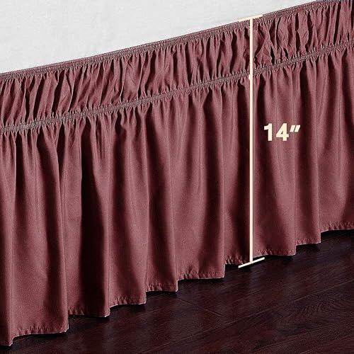 Miniatura 4 de Falda de cama envolvente con volantes elásticos, sedosos y suaves, sin arrugas, aspecto clásico y elegante en tu dormitorio